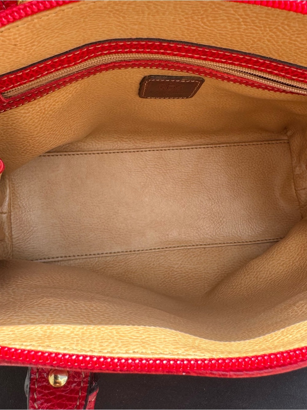 A. Testoni Vintage Red Leather Dome Satchel Handbag - Picture 6 of 7